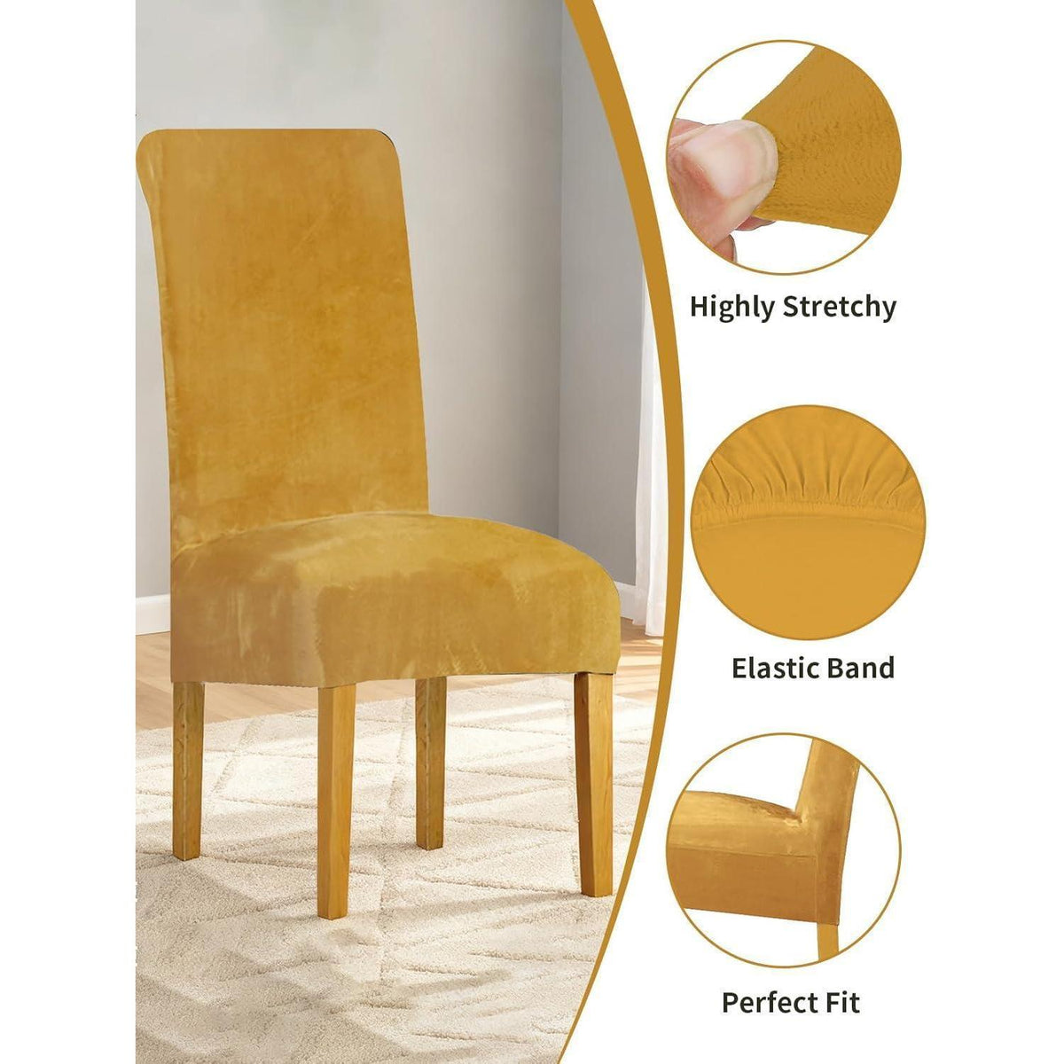 Samt Stuhlhussen 2er Set – Abnehmbar & Waschbar