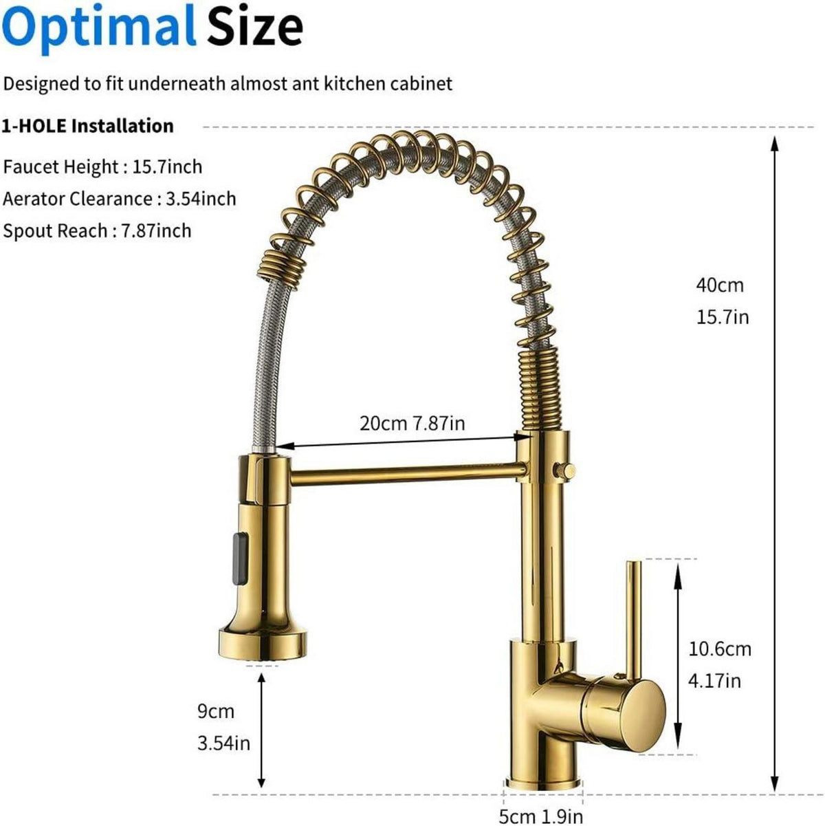 TIMACO Gold Küchenarmatur 360° Drehbar mit Dual-Spülbrause