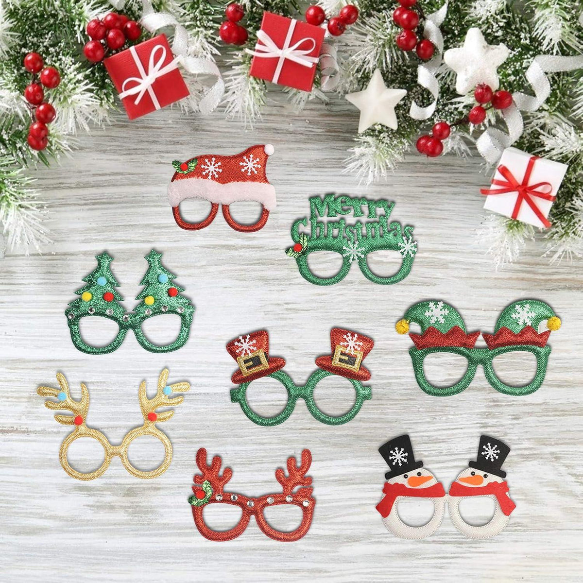 TAZEMAT 12er-Pack Weihnachtsbrillen Lustige Glitzernde