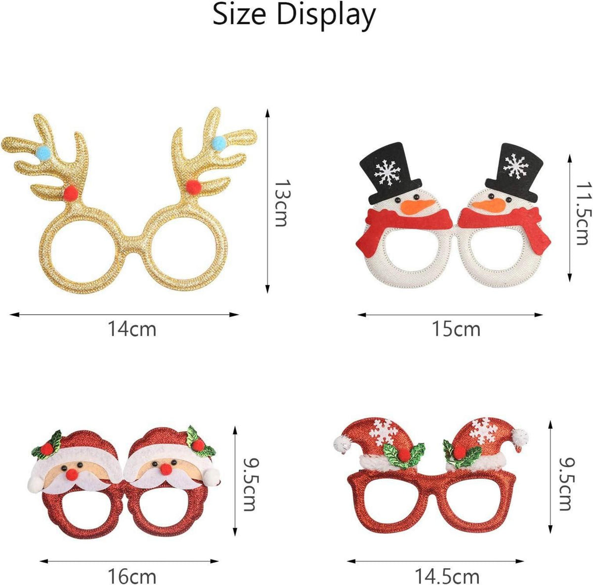 12er Set Lustige Weihnachtsbrillen Glitzernde Partyglas Rahmen Foto Requisiten