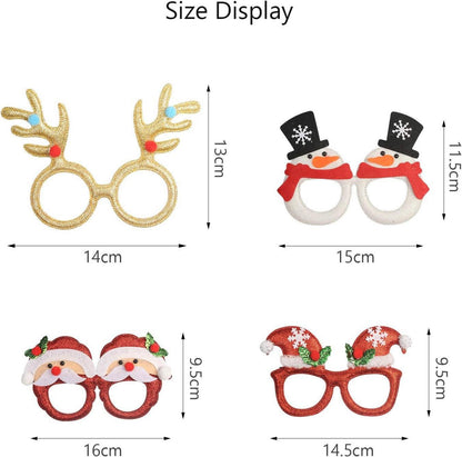 12er Set Lustige Weihnachtsbrillen Glitzernde Partyglas Rahmen Foto Requisiten
