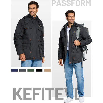 Winterparka Herren Fleecegefüttert Dunkelgrau XL