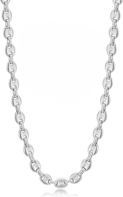 Kaffeebohne Halskette Herren Edelstahl 6/9/11mm silber-6mm 51/56/61cm