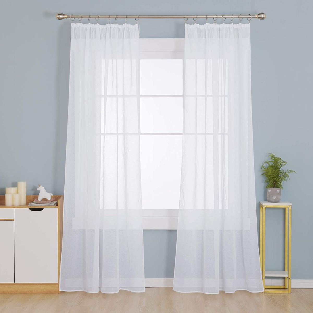 Transparente Gardinen mit Kräuselband 245x140 Weiß, 2er Set