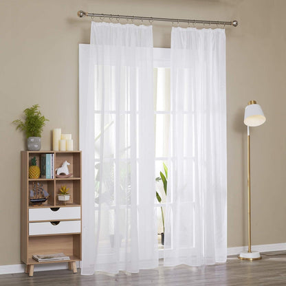 Transparente Kräuselband Gardinen 245x140 Weiß 2er Set
