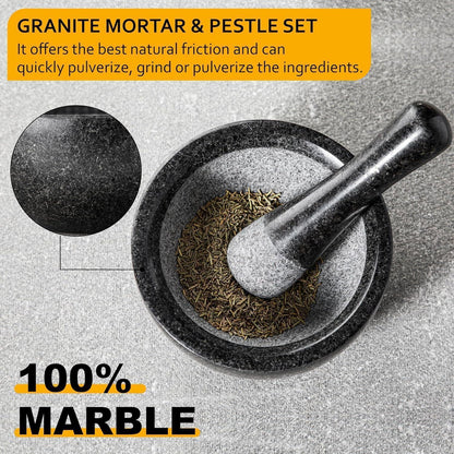 Granit Mörser mit Stößel 580ML Steinmörser Gewürzmörser