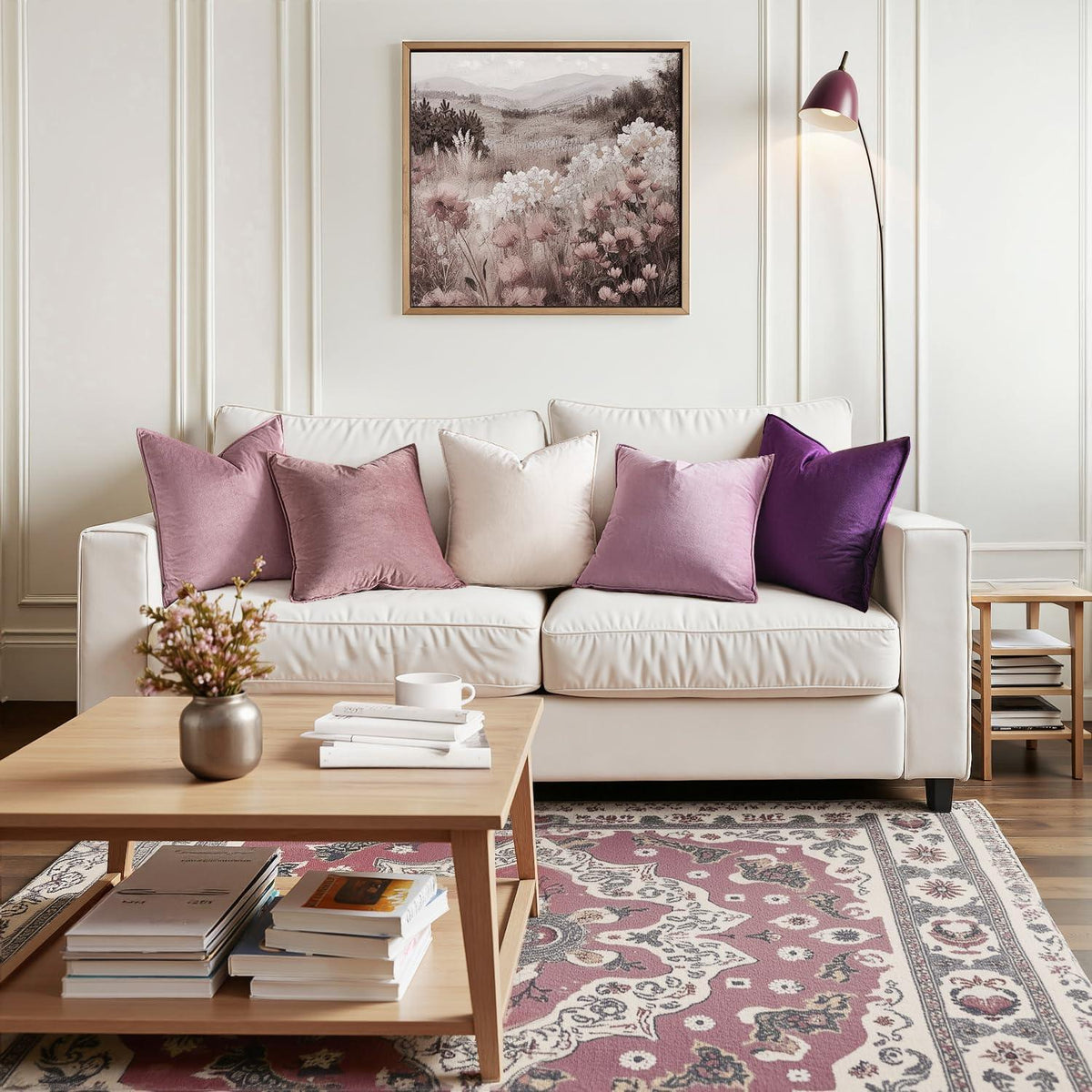 Samt Kissenbezug 40x40 Aubergine Lila - 2er Set