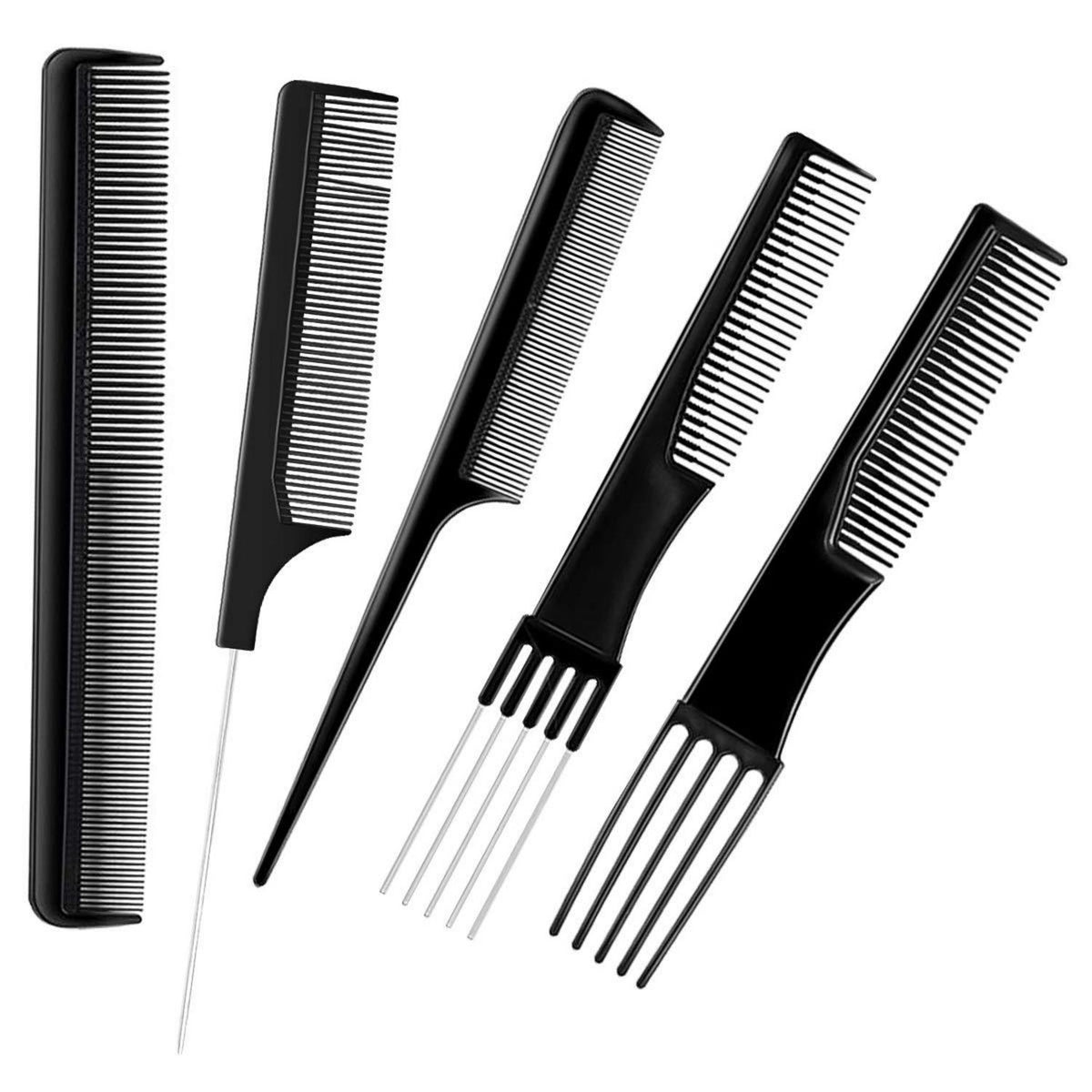Hair Styling Kämme 10-teiliges Profi Haar Friseur Set mit Tragetasche, Schwarz