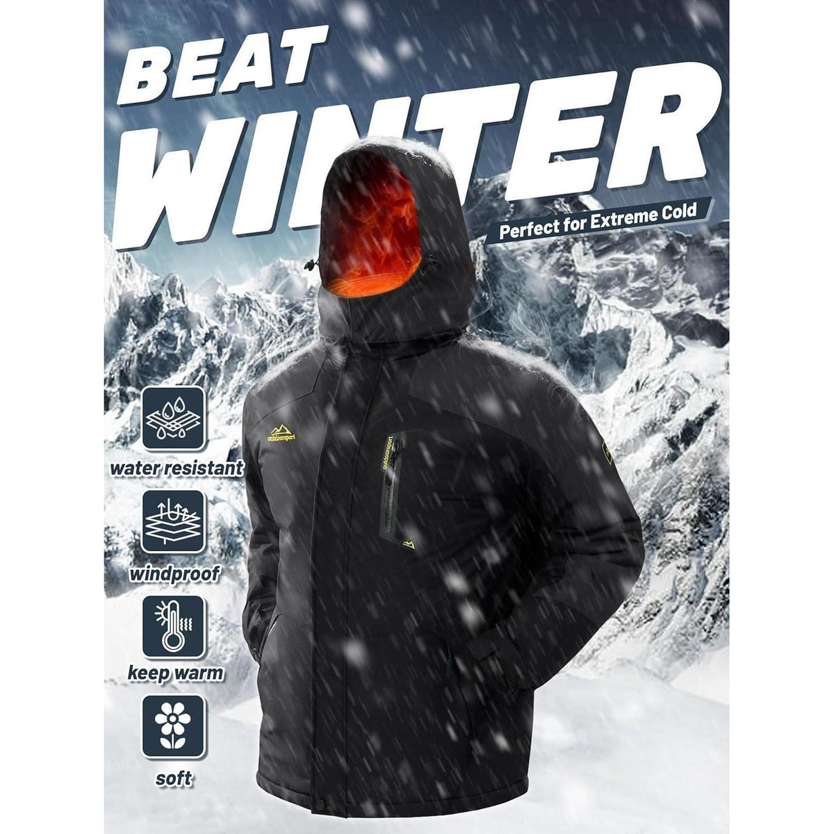 Herren Winterjacke wasserdicht & winddicht mit Fleece-Futter XL Dunkelgrau