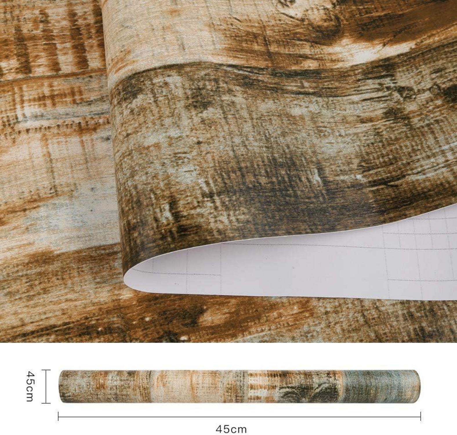 Holztapete Braun Selbstklebend Rustikal Streifen 44.5x500cm