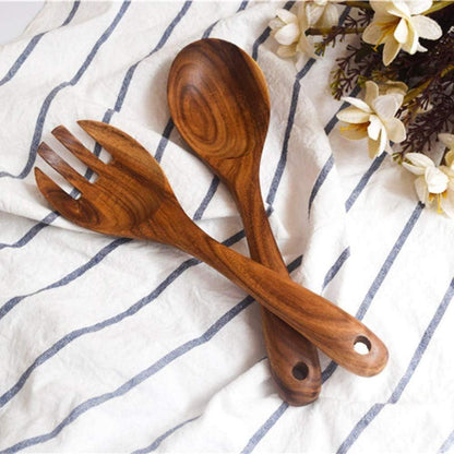 Salatbesteck Holz Olivenholz Gabel Löffel Set