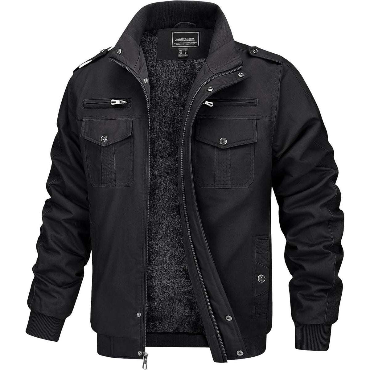 Herren Fleecejacke Winterjacke Warm & Funktional – Schwarz XXL