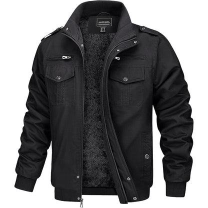 Herren Fleecejacke Winterjacke Warm & Funktional – Schwarz XXL