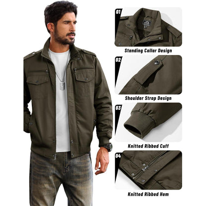 Herren Fleecejacke Winterjacke Warm & Funktional Armeegrün