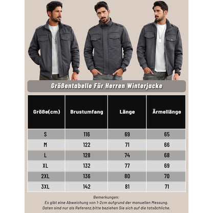 Herren Fleecejacke Winterjacke Warm & Funktional Grau XL