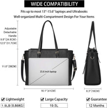 Große Laptop-Handtasche Damen Schwarz 15.6 Zoll Elegant