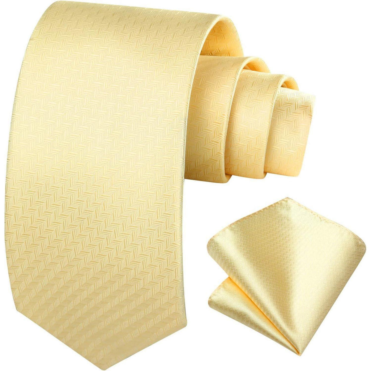 Krawatten-Set Herren: Kariert mit Einstecktuch Beige