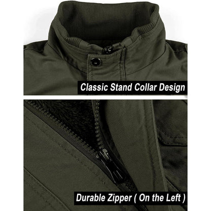 Herren Winterjacke warm gefüttert mit Taschen, Armeegrün