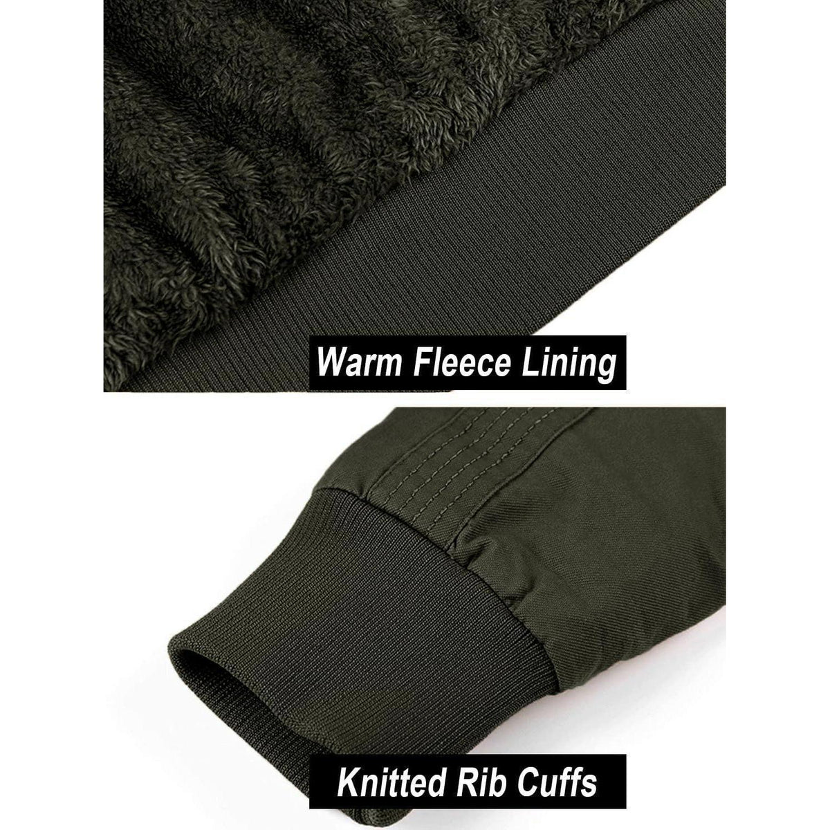 Herren Winterjacke warm gefüttert mit Taschen, Armeegrün