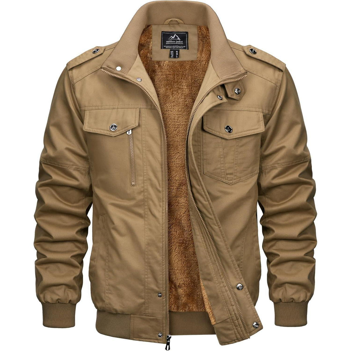 Herren Winterjacke warm gefüttert mit vielen Taschen Khaki M