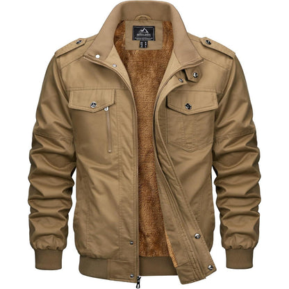 Herren Winterjacke warm gefüttert mit vielen Taschen Khaki M