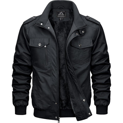 Herren Winterjacke warm gefüttert mit vielen Taschen XXL Schwarz