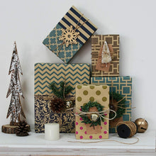 RUSPEPA Kraftpapier Rolle - 6 Blatt Navy Geometric Design