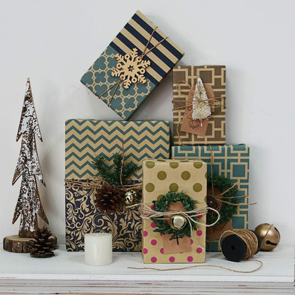 RUSPEPA Kraftpapier Rolle - 6 Blatt Navy Geometric Design