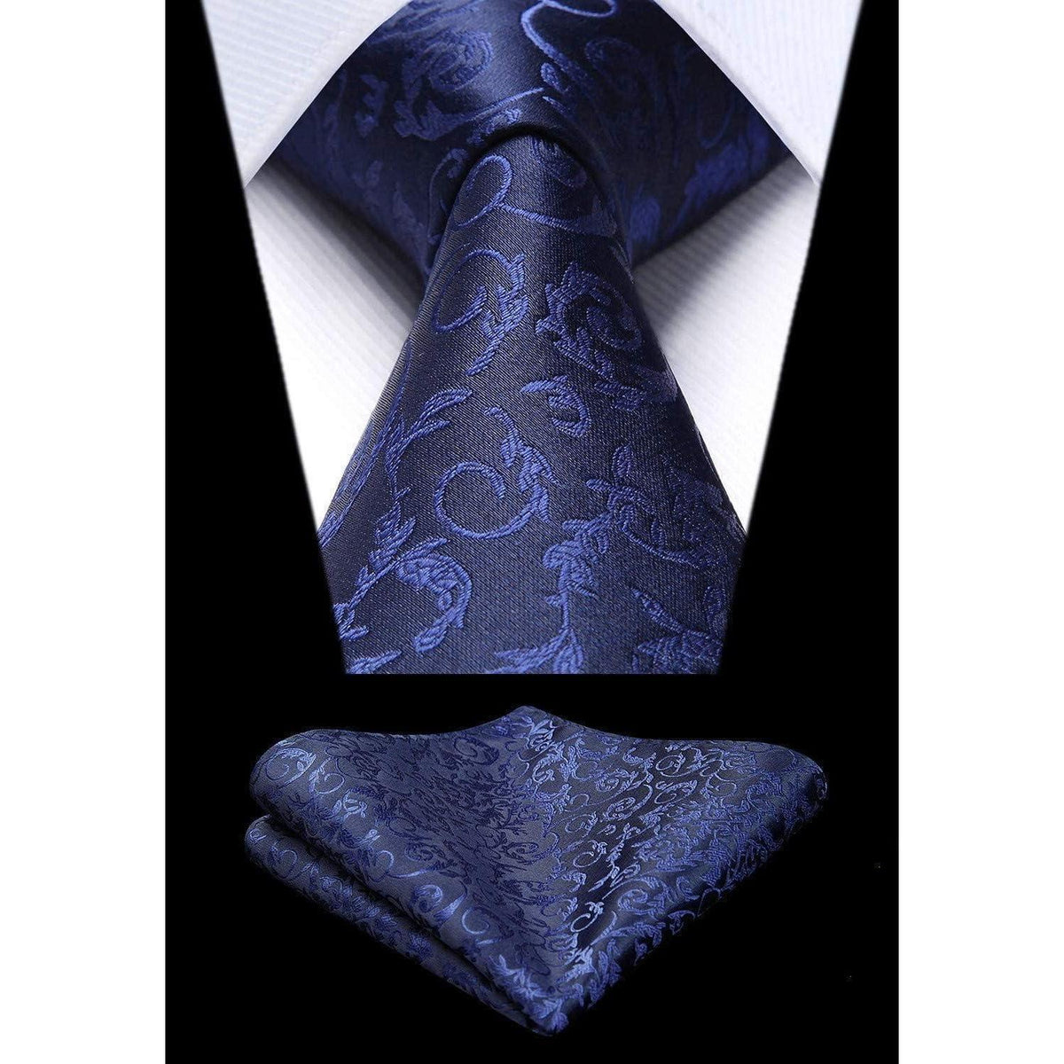Herren Weste Krawatte Einstecktuch Set Marineblau Jacquard Seide