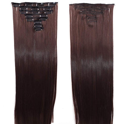 Clip-in Haarverlängerung, glatt, mittelbraun, 70cm