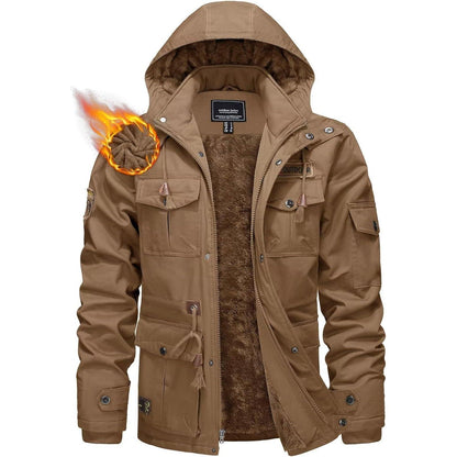 Winterparka Herren Fleecegefüttert mit Taschen & Kapuze