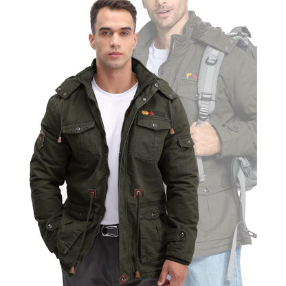 Herren Winterparka Fleecegefüttert Dunkeloliv