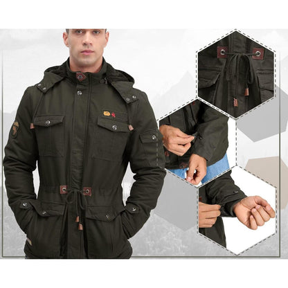Herren Winterparka Fleecegefüttert Dunkeloliv