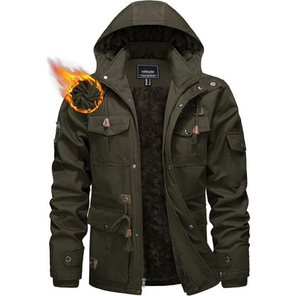 Winterparka Herren Fleecegefüttert Dunkeloliv Größe S