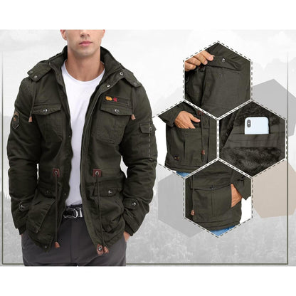 Winterparka Herren Fleecegefüttert Dunkeloliv Größe S