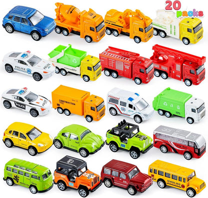 JOYIN 20 Stück Metall Zurückziehen Mini Spielzeugautos Set