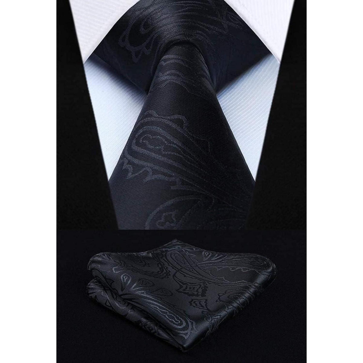 Herren Weste Krawatte Einstecktuch Set Paisley Floral Jacquard Gold