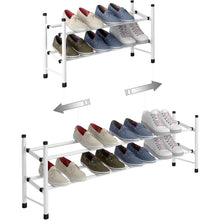 Ausziehbares Schuhregal mit 2 Ebenen für 12 Paar Schuhe