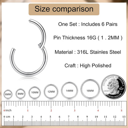 CASSIECA 12 Stück 16G Edelstahl Piercing Nasen Lippe Septum