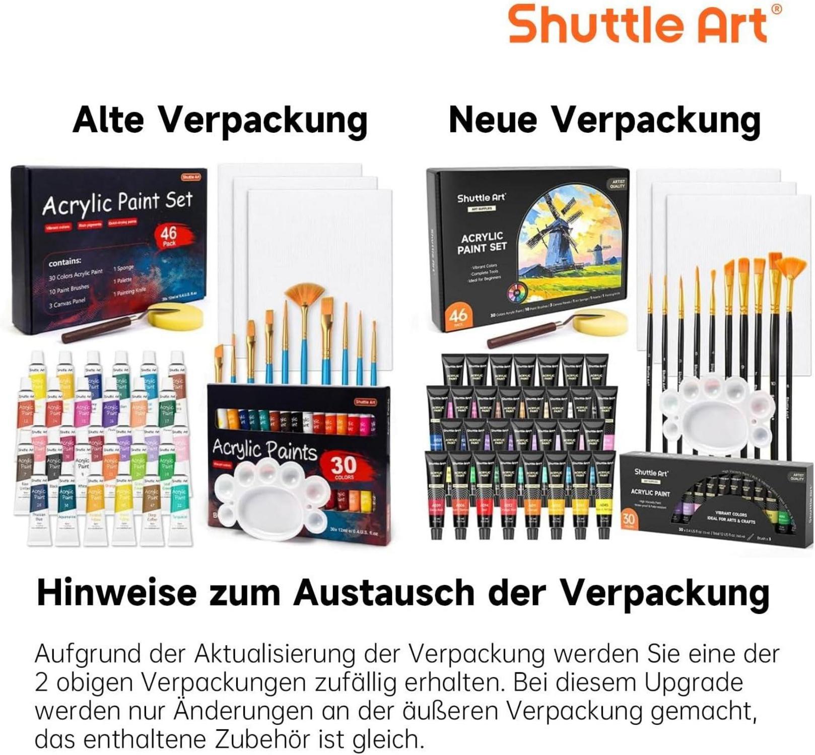 Shuttle Art 46-teiliges Acrylfarben Set mit 30
