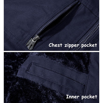 Warme Herren Winterjacke mit Fleece Futter und abnehmbarer Kapuze
