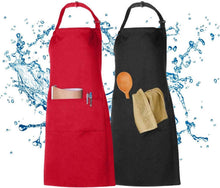 Wasserdichte Kochschürze mit Taschen, Schwarz/Rot
