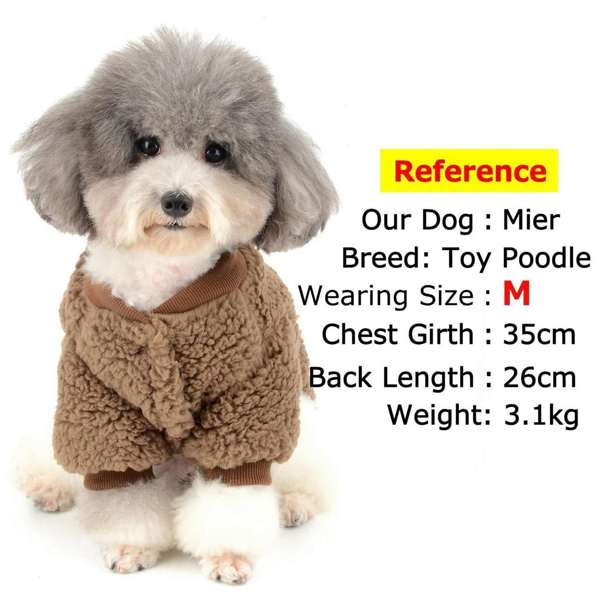 Wintermantel Fleece für kleine Hunde & Katzen - Braun M
