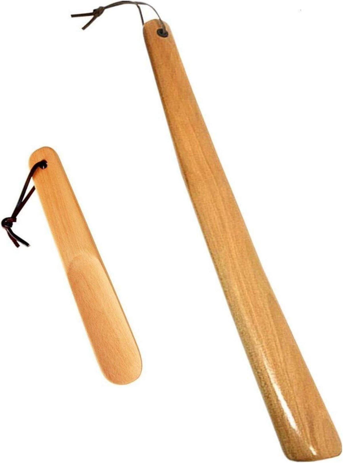 2er Set Holz Schuhanzieher mit Lederseil | Ergonomisches Design