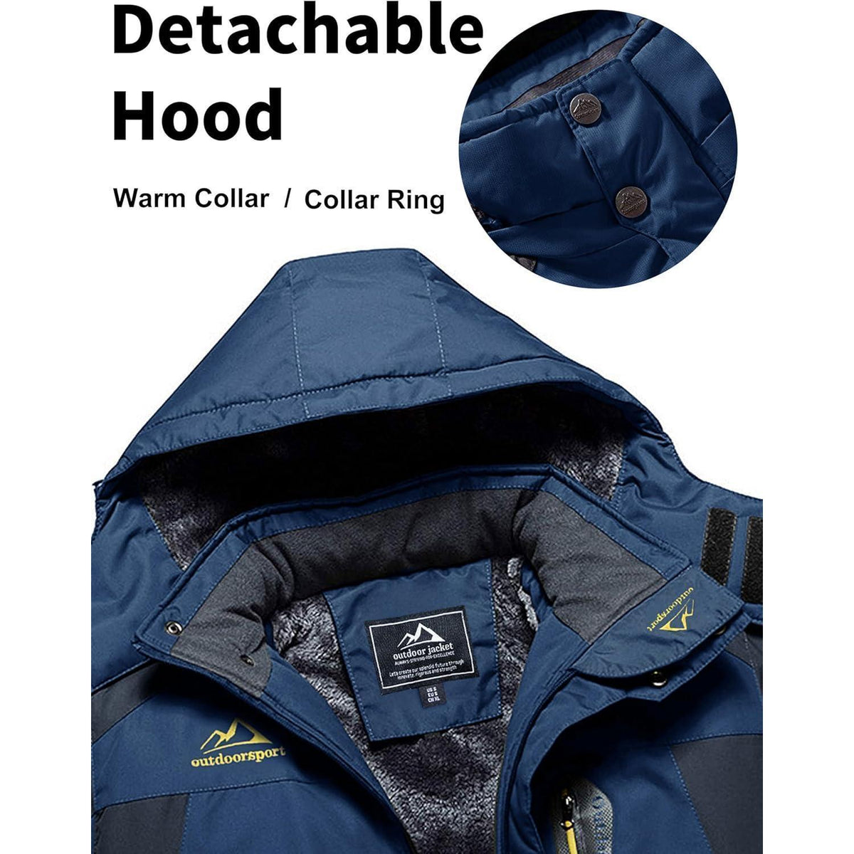 Herren Fleecejacke Winter Warm Gefüttert Skijacke Blau XL
