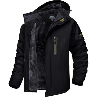 Herren Fleecejacke Winter Warm Gefüttert Skijacke Dunkel Schwarz M