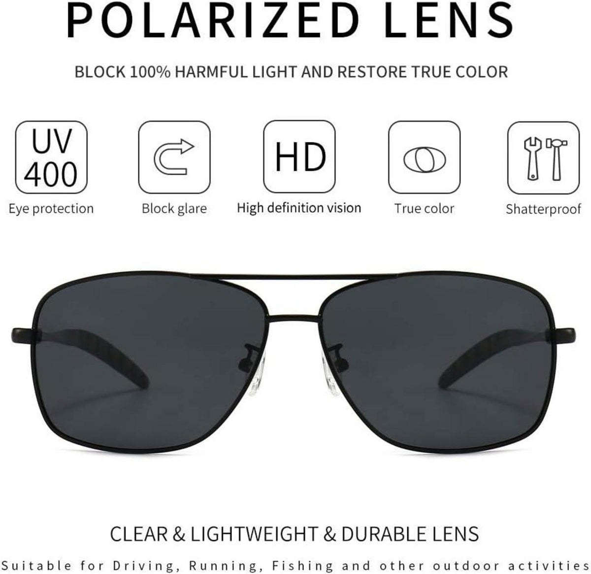 Polarisierte Herren Sonnenbrille Metallrahmen für Angeln
