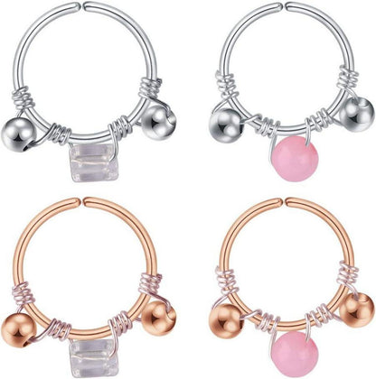 Mayhoop 20G Nasenpiercing Fake Chirurgenstahl Silber Hoop 4er Set