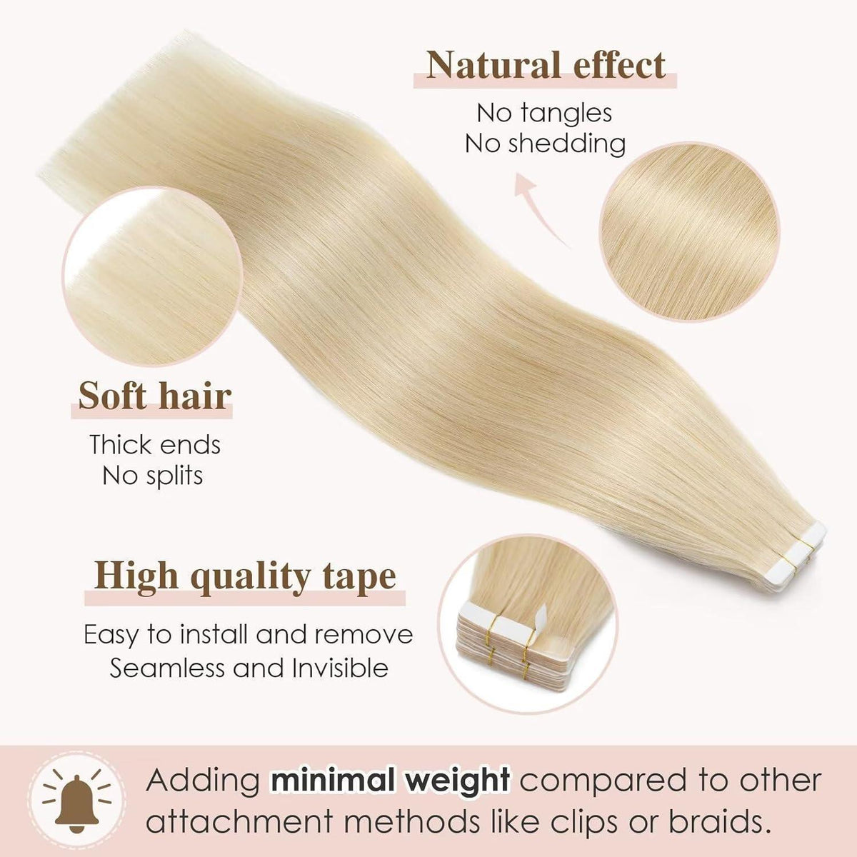 Blond Tape Extensions Echthaar 40 Stück 45 cm Remy