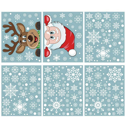 Weihnachts Fensterbilder Santa & Rudolph – 6er Set mit Schneeflocken